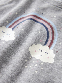 NAME IT Sweatshirt Venus Grey Melange Rainbow Clouds